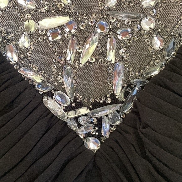 Xscape women’s black jeweled rhinestone halter full length dress size 10. - Picture 9 of 9